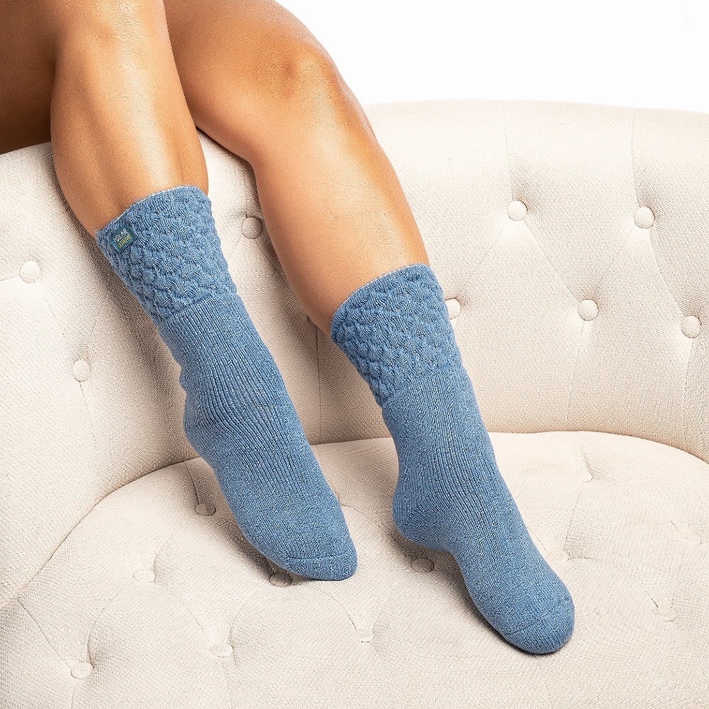 Light BlueTextured Thermal Crew Boots Socks